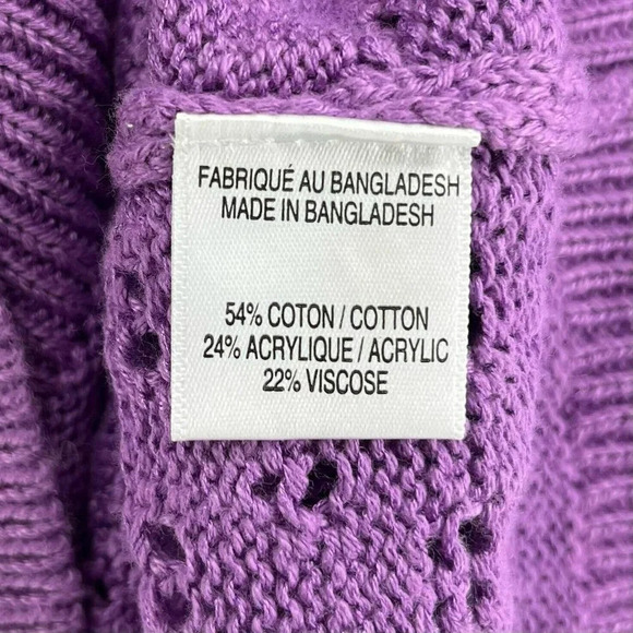 Lily Morgan Tank Sweater Womens Sz Large Purple Open Knit Spagheti Strap Stretch - Picture 9 of 10
